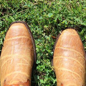 🐘 Ponder Custom Elephant Cowboy Boots | Tan | French Toe | Men’s 9 D | Boutique